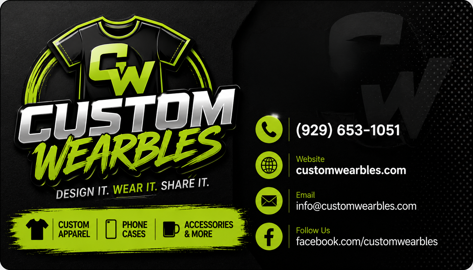 CustomWearables contact card